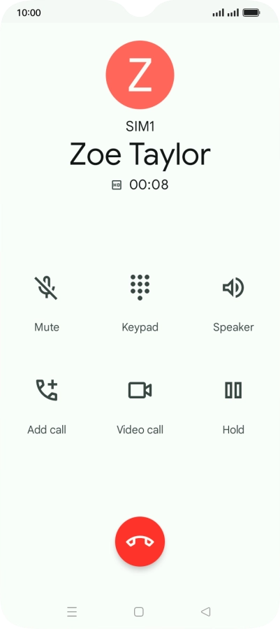Press the end call icon. Press the end call icon.