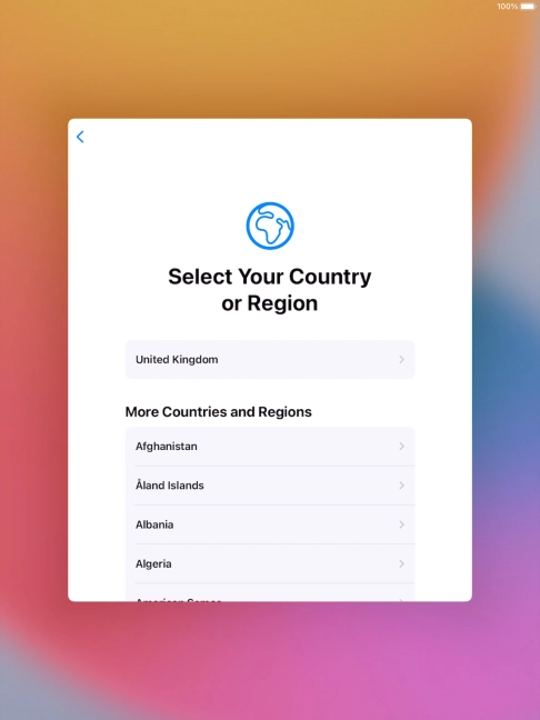 Press the required country or area.