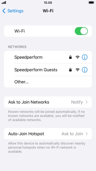 Press the required Wi-Fi network and key in the password for the Wi-Fi network.