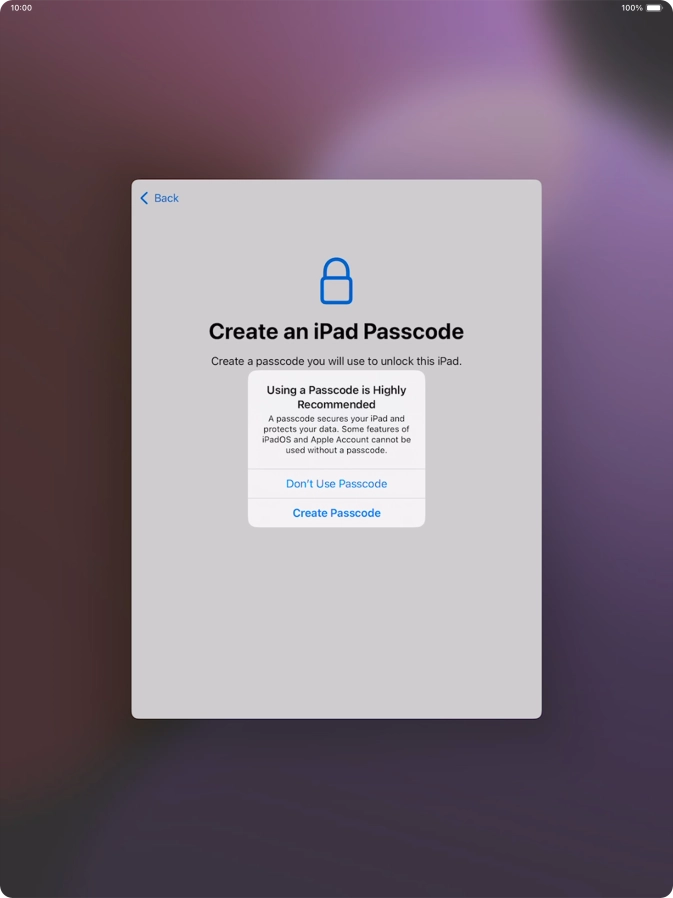 If you turn off the function, press Don't Use Passcode.