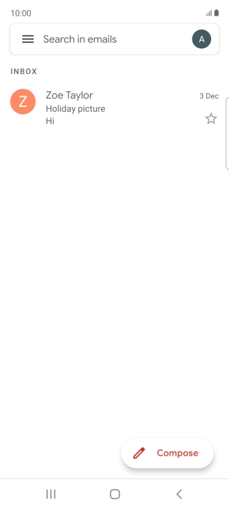 Press the email account icon. Press the email account icon.
