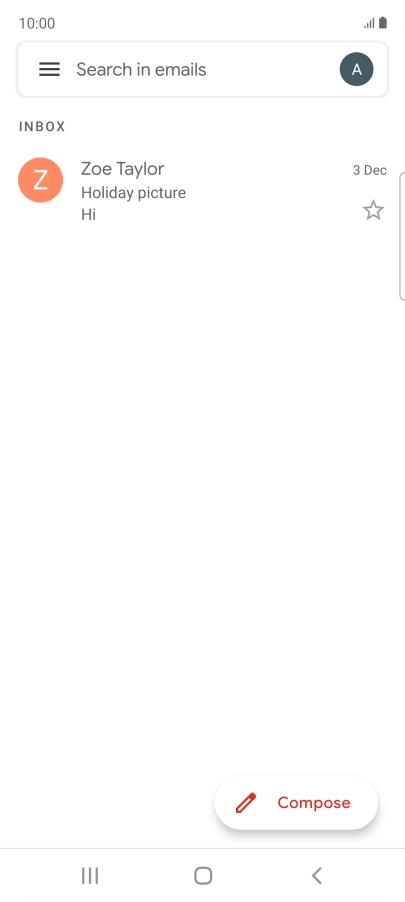 Press the email account icon. Press the email account icon.