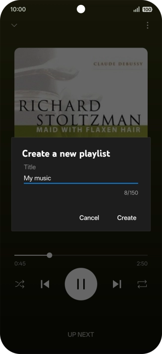 Key in a name for the playlist and press Create.