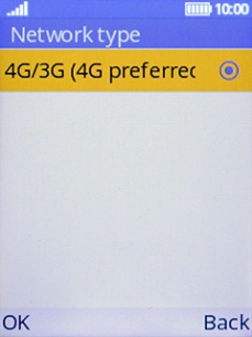 Select the required network mode. Select the required network mode.