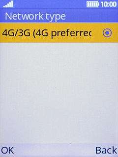 Select the required network mode. Select the required network mode.