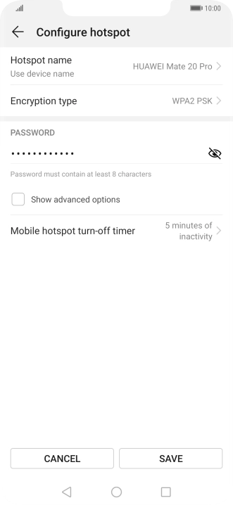 Press Hotspot name.