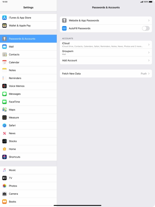 Press the name of the email account you've just set up. Press the name of the email account you've just set up.