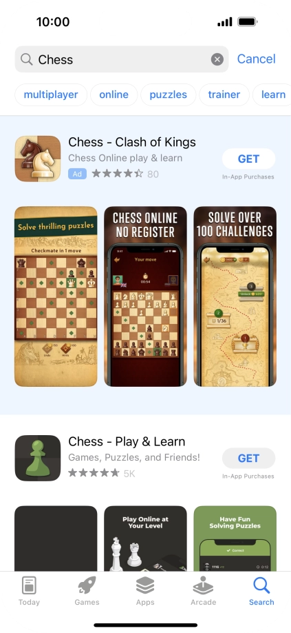 Press the required app. Press the required app.