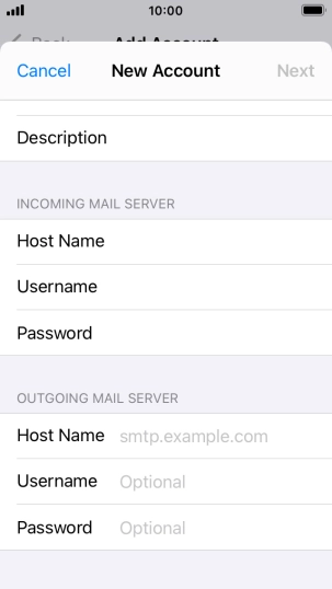 Press Host Name and key in the name or IP address of your email provider's outgoing server. Please note that if you can't send email messages when using your email provider's outgoing server, key in smtp.vodafone.net.au (Vodafone's outgoing server). Press Host Name and key in the name or IP address of your email provider's outgoing server. Please note that if you can't send email messages when using your email provider's outgoing server, key in smtp.vodafone.net.au (Vodafone's outgoing server).