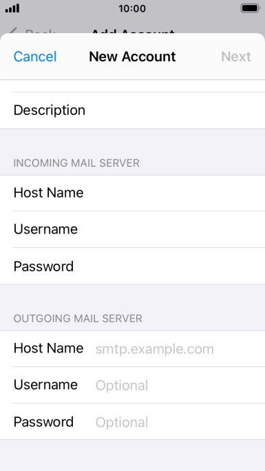 Press Host Name and key in the name or IP address of your email provider's outgoing server. Please note that if you can't send email messages when using your email provider's outgoing server, key in smtp.vodafone.net.au (Vodafone's outgoing server). Press Host Name and key in the name or IP address of your email provider's outgoing server. Please note that if you can't send email messages when using your email provider's outgoing server, key in smtp.vodafone.net.au (Vodafone's outgoing server).