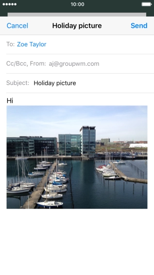 Press Send when you've finished your email message.