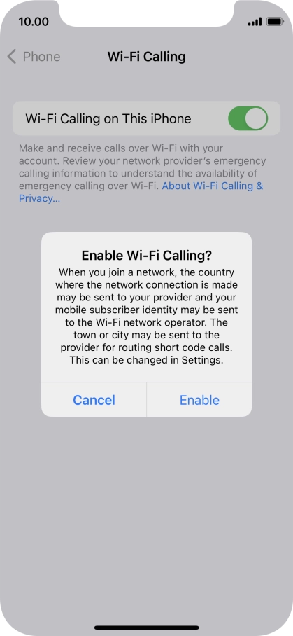 If you turn on the function, press Enable. If you turn on the function, press Enable.