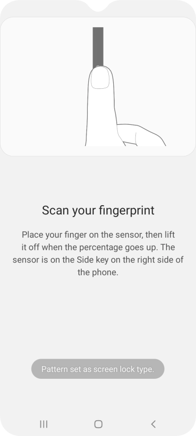 Follow the instructions on the screen to create the phone lock code using your fingerprint.