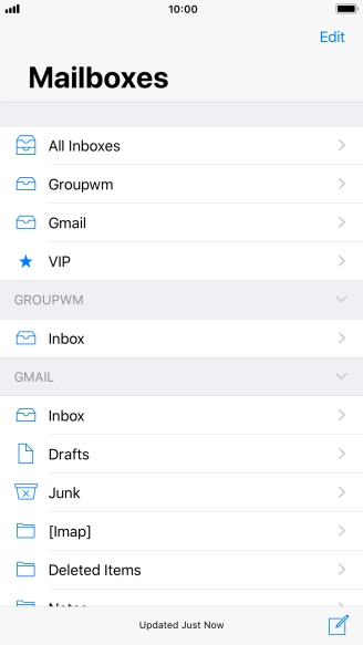 Press the required email account. Press the required email account.