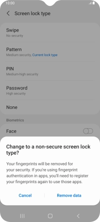 Press Remove data.