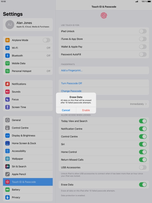 If you turn on the function, press Enable. If you turn on the function, press Enable.