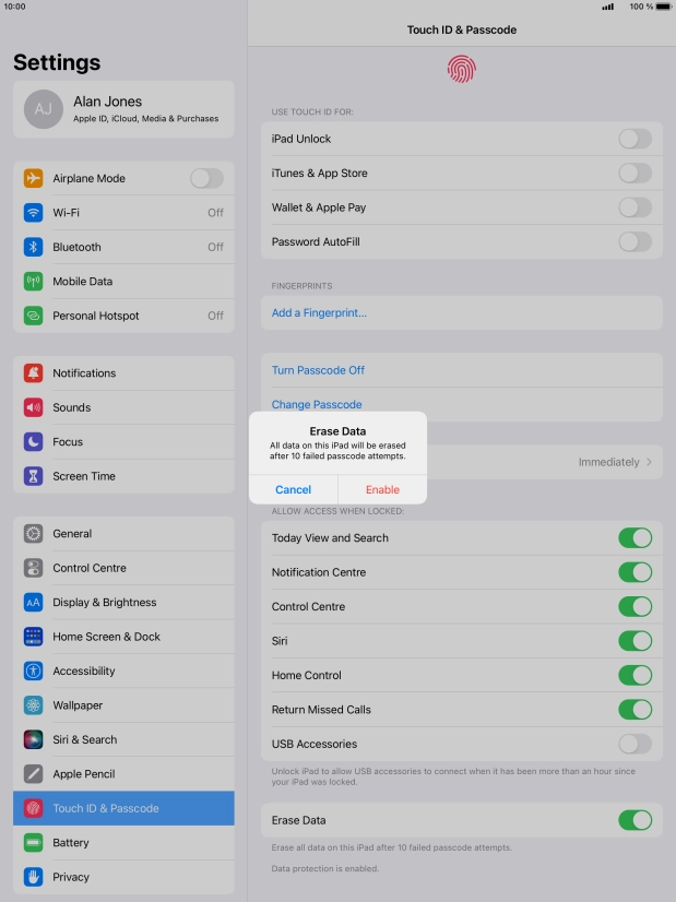If you turn on the function, press Enable. If you turn on the function, press Enable.
