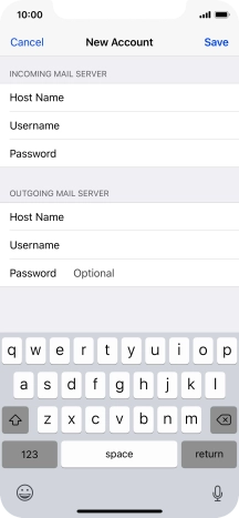 Press Password and key in the password for your email account. Please note that if you're using Vodafone's outgoing server, leave the password field empty. Press Password and key in the password for your email account. Please note that if you're using Vodafone's outgoing server, leave the password field empty.