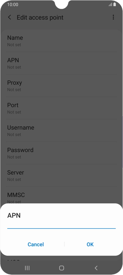 Key in mms.vodafone.net and press OK.