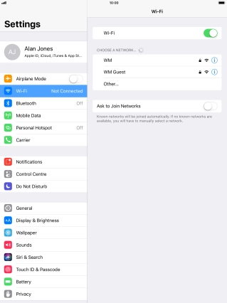Press the required Wi-Fi network and key in the password for the Wi-Fi network. Press the required Wi-Fi network and key in the password for the Wi-Fi network.