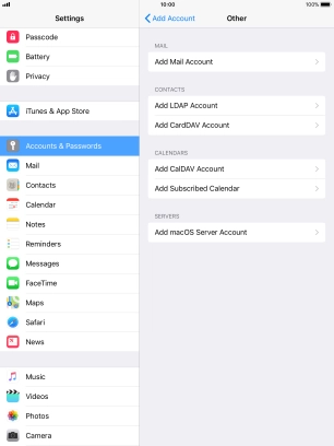 Press Add Mail Account. Press Add Mail Account.