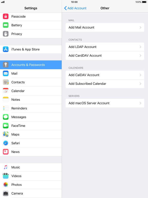 Press Add Mail Account. Press Add Mail Account.