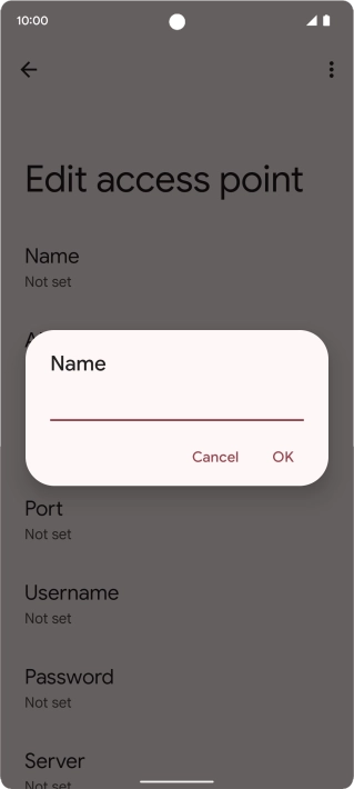 Key in Vodafone Internet and press OK. Key in Vodafone Internet and press OK.
