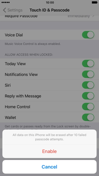 If you turn on the function, press Enable.