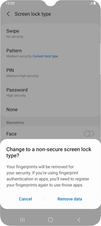 Press Remove data.