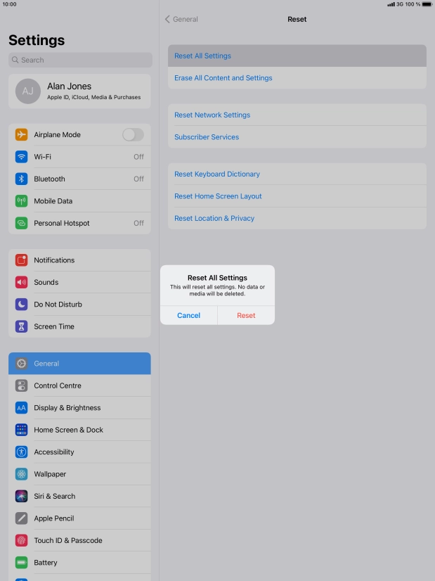 Press Reset. Press Reset.