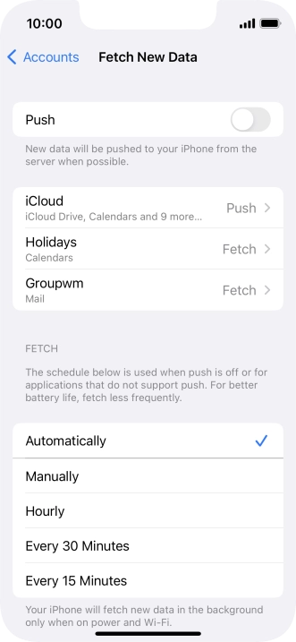 If you turn off the function, press the required setting.
