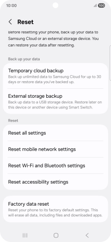 Press Factory data reset.