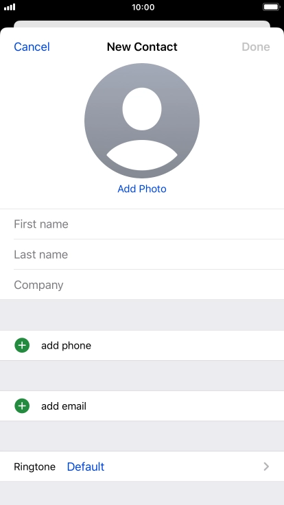Press First name and key in the first name. Press First name and key in the first name.