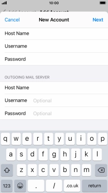 Press Username and key in the username for your email account. Please note that if you're using Vodafone's outgoing server, leave the username field empty. Press Username and key in the username for your email account. Please note that if you're using Vodafone's outgoing server, leave the username field empty.