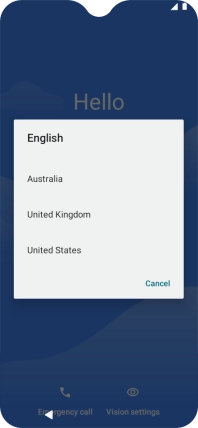 Press the required country or area. Press the required country or area.