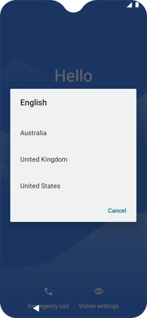 Press the required country or area. Press the required country or area.