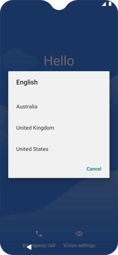Press the required country or area. Press the required country or area.