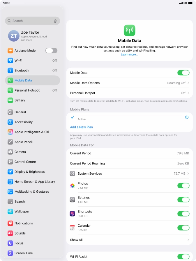 The total data usage is displayed next to Current Period.