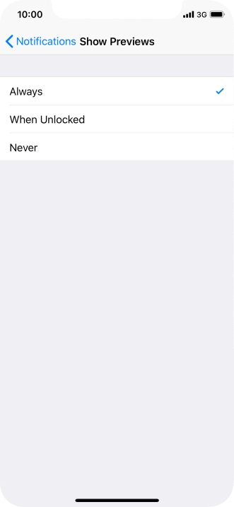 To select notification preview on the lock screen, press Always.