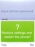 Press the Left selection key to confirm. Wait a moment while the factory default settings are restored. 
Follow the instructions on the screen to set up your phone and prepare it for use.