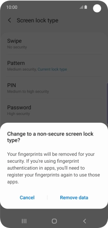 Press Remove data. Press Remove data.