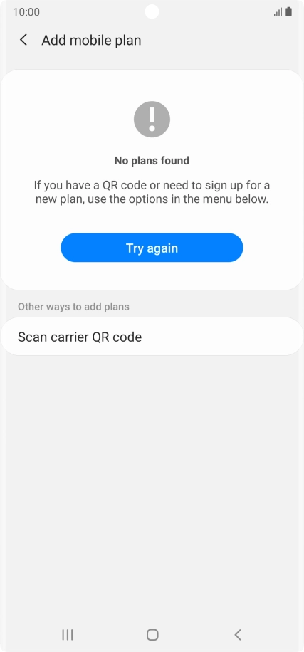 Press Scan carrier QR code.