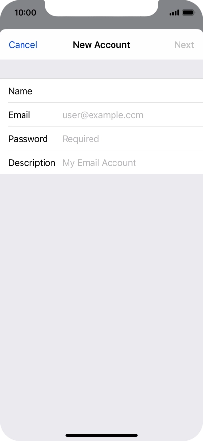 Press Email and key in your email address.