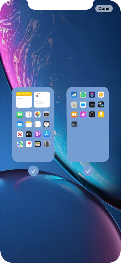Press the fields below the required home screens to select or deselect them. Press the fields below the required home screens to select or deselect them.