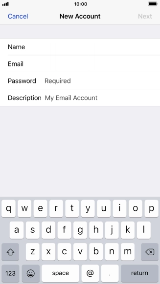 Press Password and key in the password for your email account.
