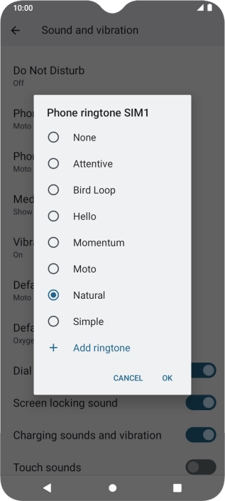 Once you've found a ring tone you like, press OK.