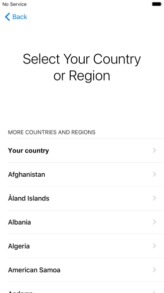 Press the required country or area.