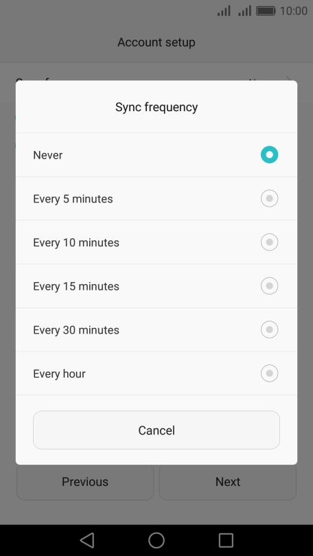 Press the required setting.