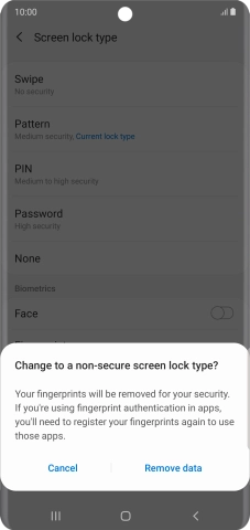 Press Remove data.