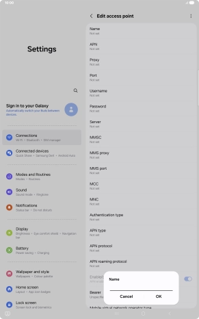Key in Vodafone Internet and press OK.